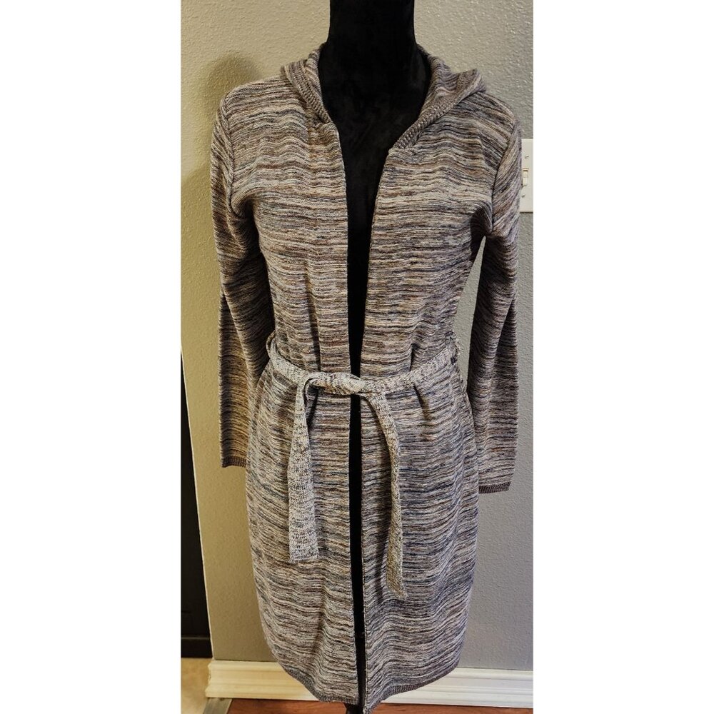 Ceny‎ Womens Cardigan Sweater Full-Length Size Medium Hooded Open-Front